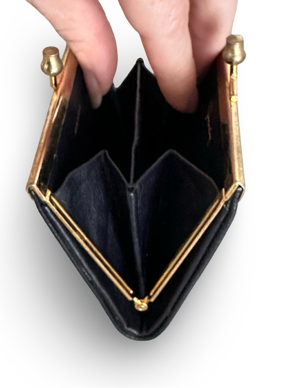 Vintage Givenchy Black Suede Script Logo Kiss-Lock Coin Purse Wallet – Great Con - Picture 8 of 10
